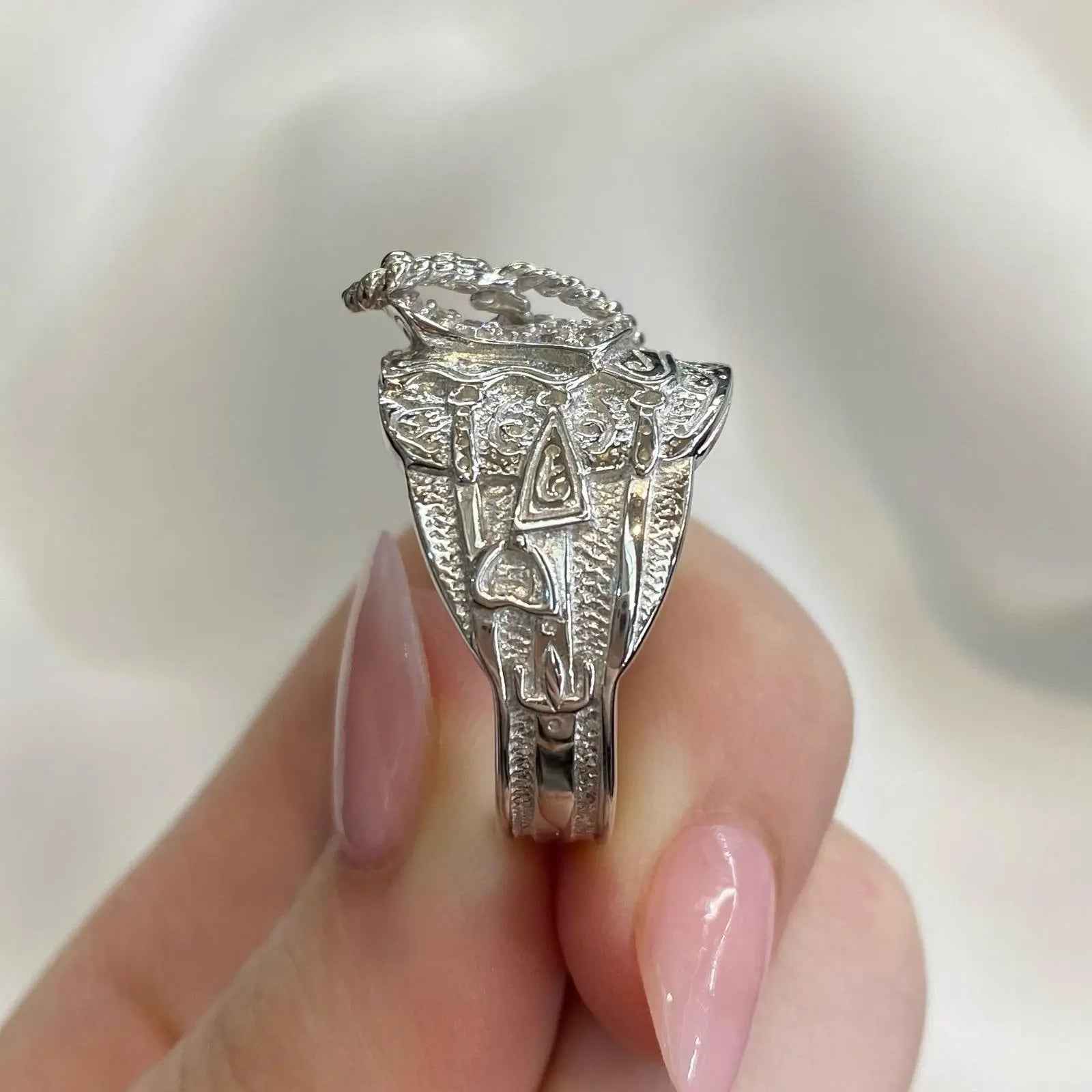 925 Sterling Silver Men's Saddle CZ Ring R-Z Sizes - Gift Boxed