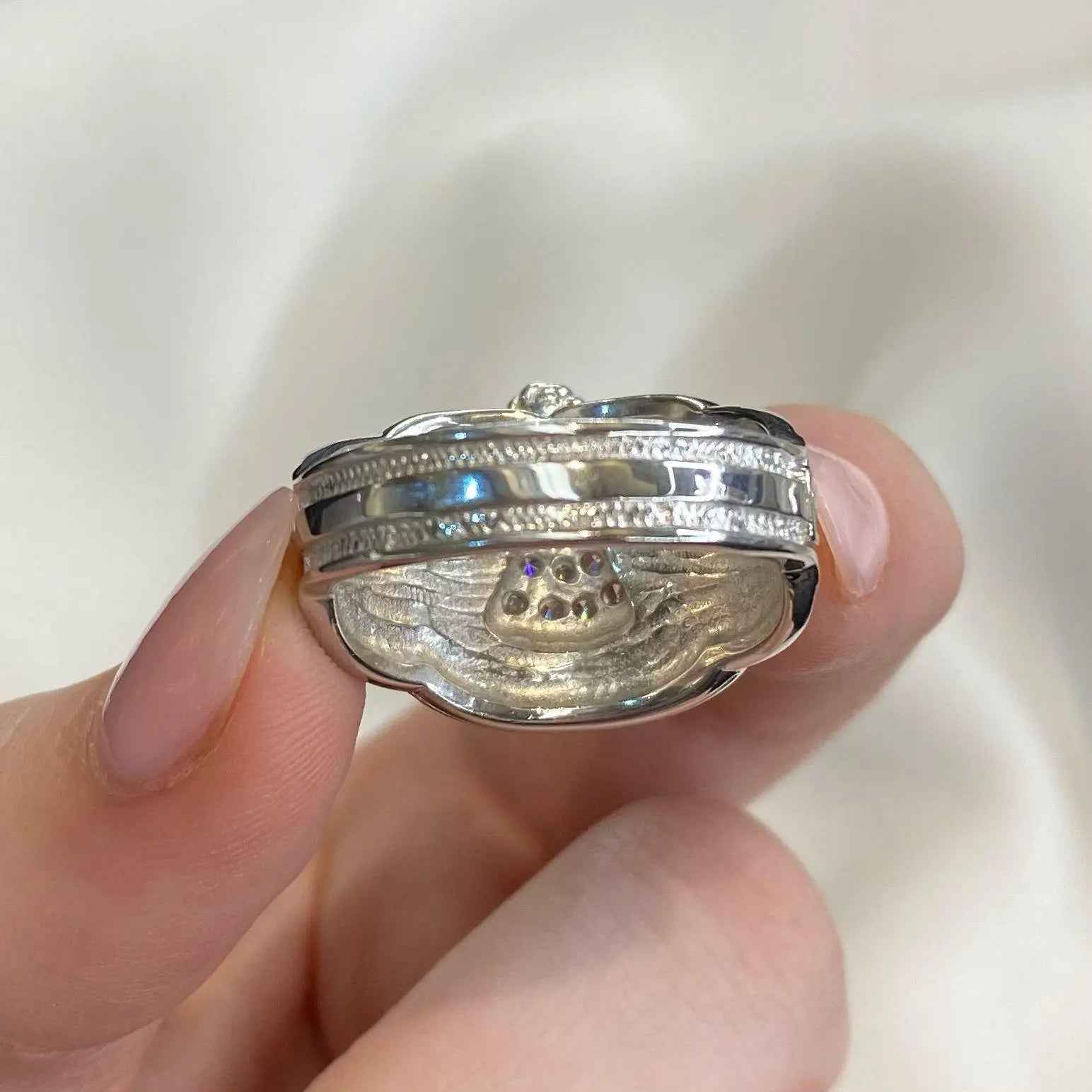 925 Sterling Silver Men's Saddle CZ Ring R-Z Sizes - Gift Boxed