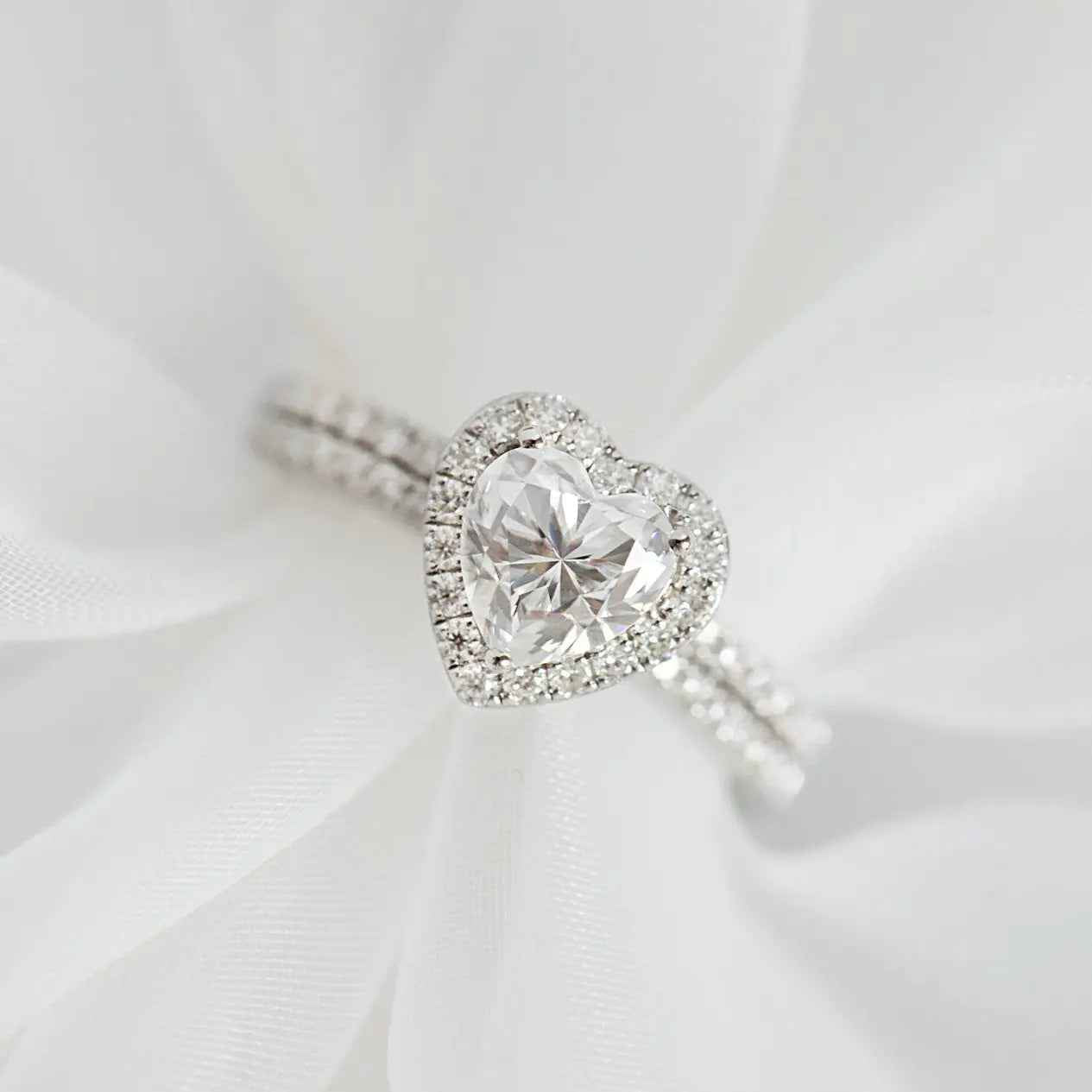 1 Carat Heart Moissanite Ring Set | Sterling Silver