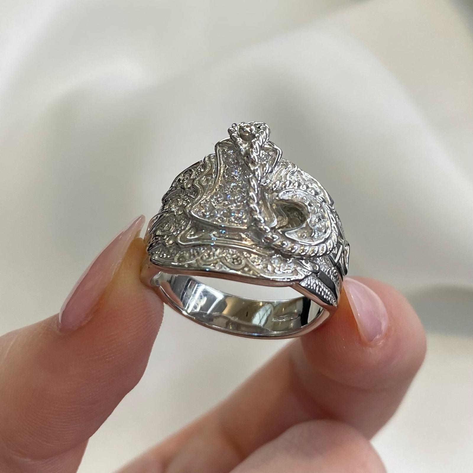 925 Sterling Silver Men's Saddle CZ Ring R-Z Sizes - Gift Boxed