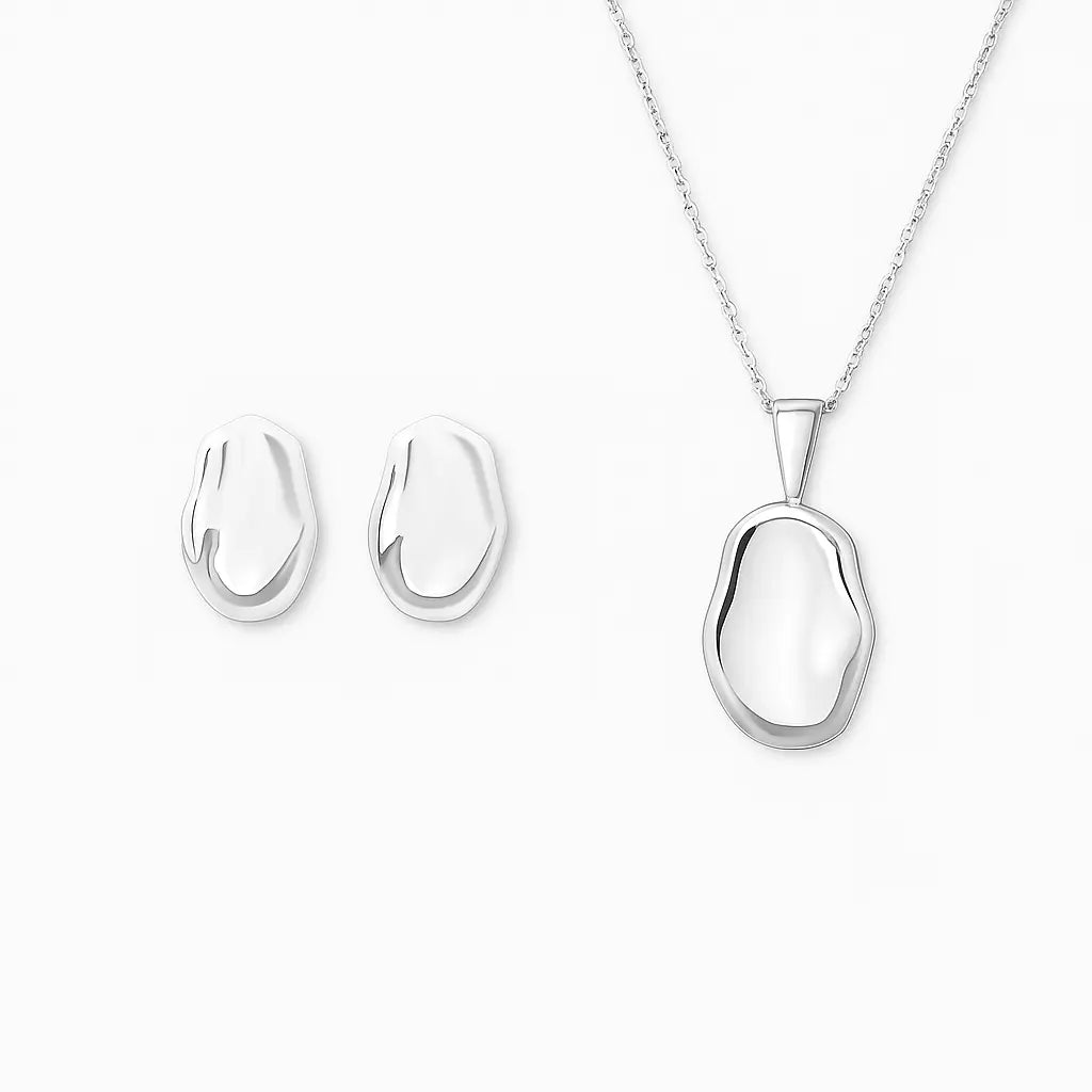 Baroque Pearl Necklace & Silver Stud Earrings Set – Gift Boxed limanilondon