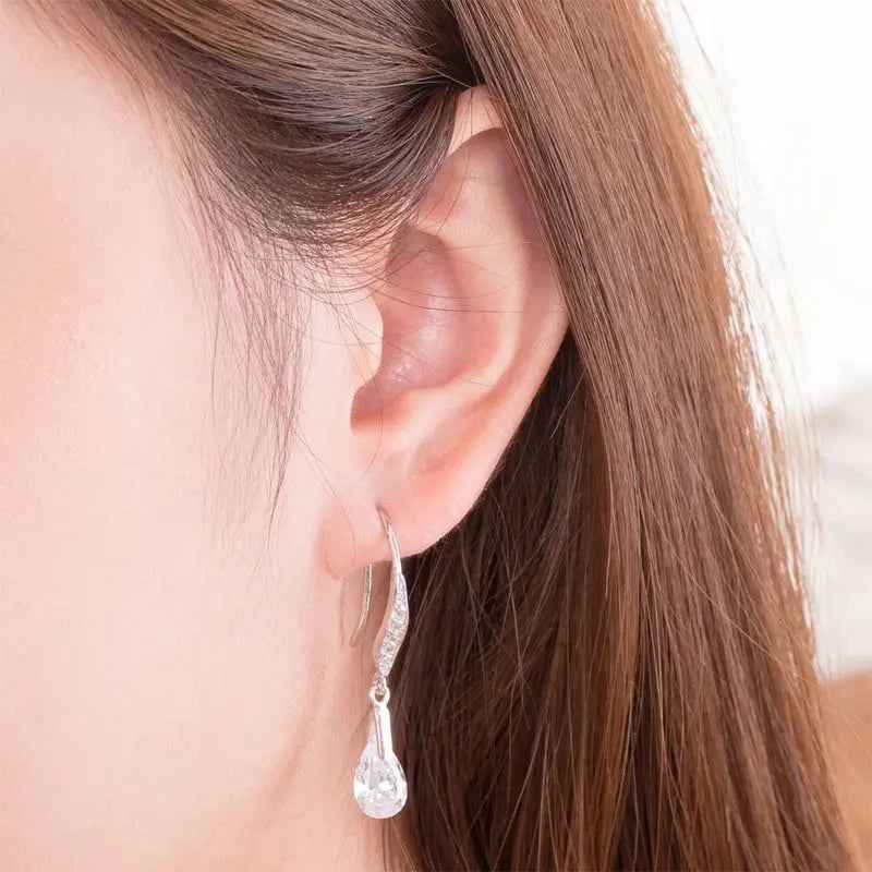 2 Carat Pear Cut Created Diamond 925 Sterling Silver Dangle Earrings