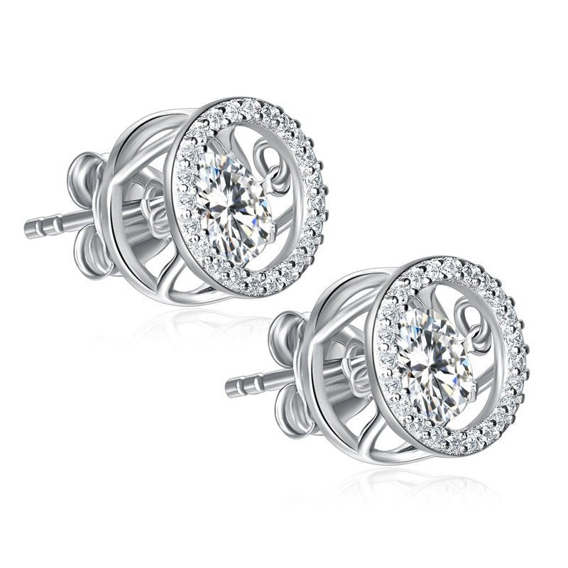 Dancing Stone Stud Earrings 925 Sterling Silver