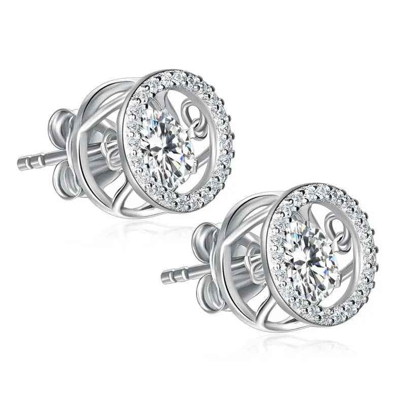 Dancing Stone Stud Earrings 925 Sterling Silver