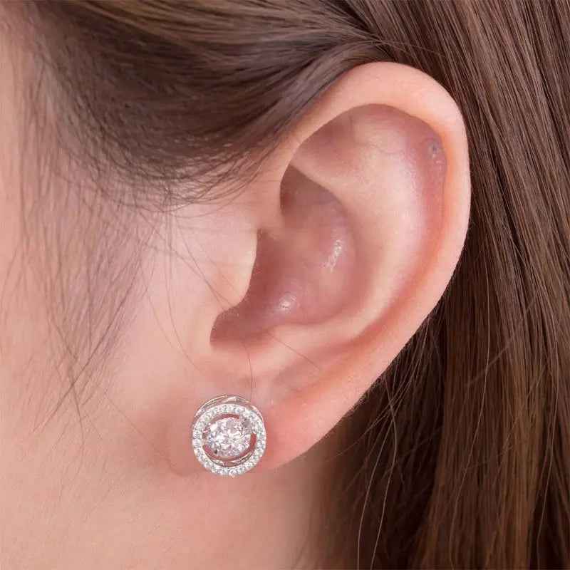 Dancing Stone Stud Earrings 925 Sterling Silver