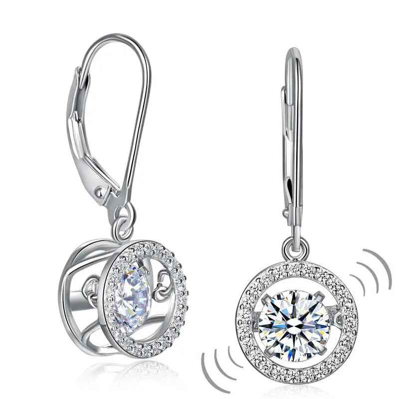 Dancing Stone Dangle Drop Earrings 925 Sterling Silver Wedding Gift