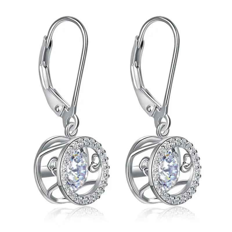 Dancing Stone Dangle Drop Earrings 925 Sterling Silver Wedding Gift