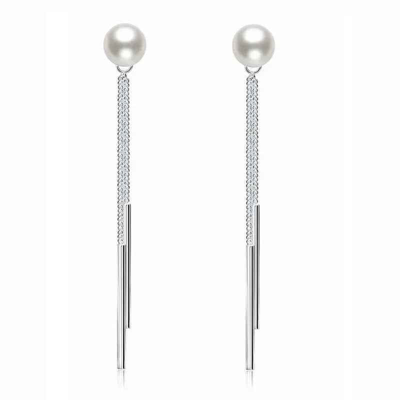 Bridal Wedding 925 Sterling Silver Simulated Pearl Earrings