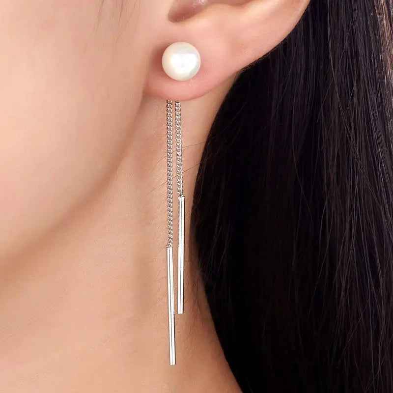 Bridal Wedding 925 Sterling Silver Simulated Pearl Earrings