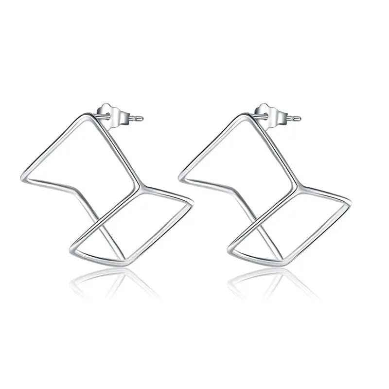 Cube Stud 925 Sterling Silver Earrings Fashion Stylish Jewellery