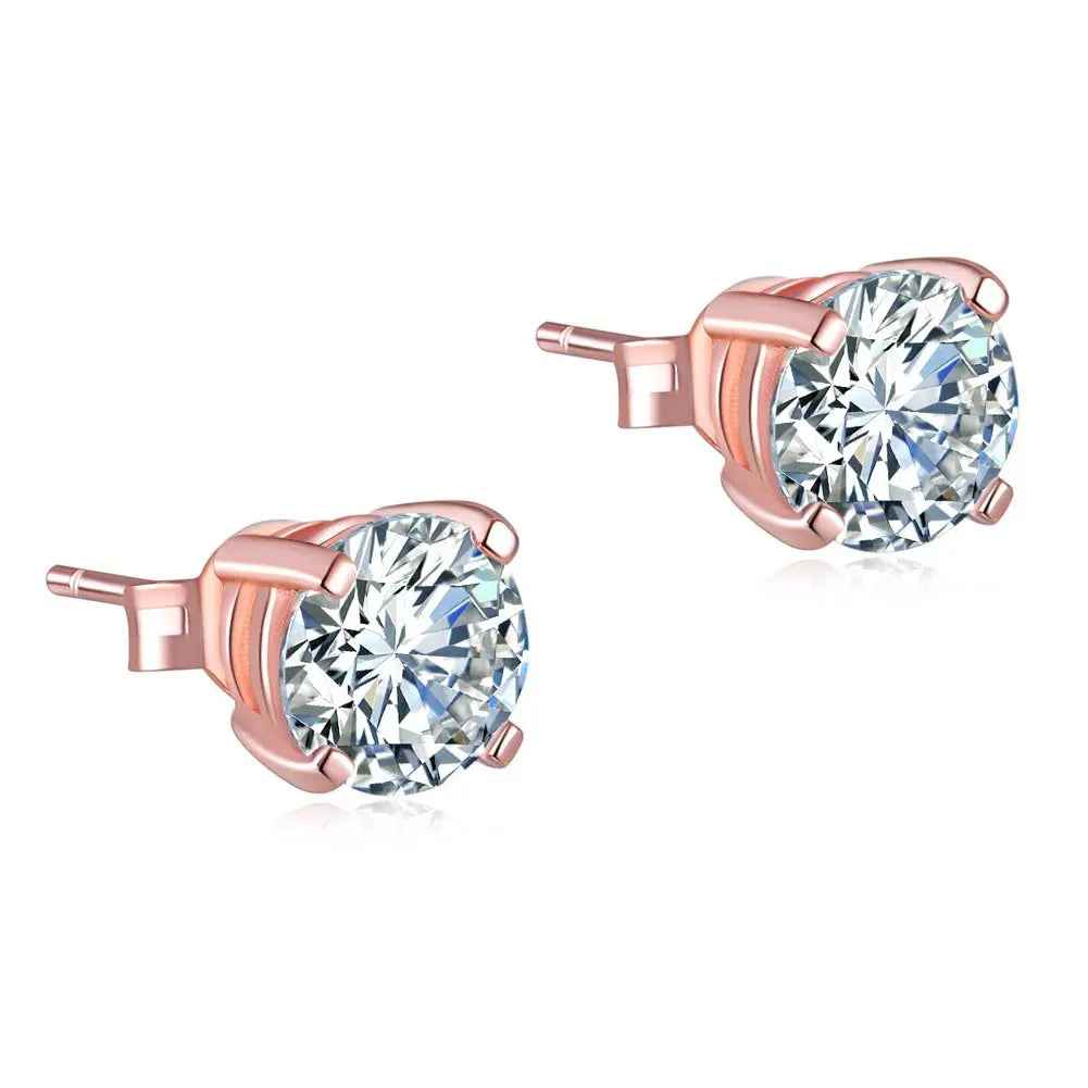 1 Carat Created Diamond Stud Earrings 925 Sterling Silver Rose Gold Plated