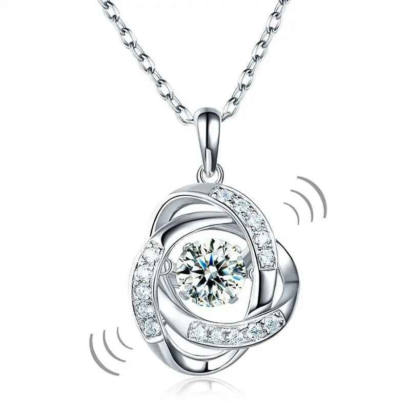 Dancing Stone Pendant Necklace Solid 925 Sterling Silver
