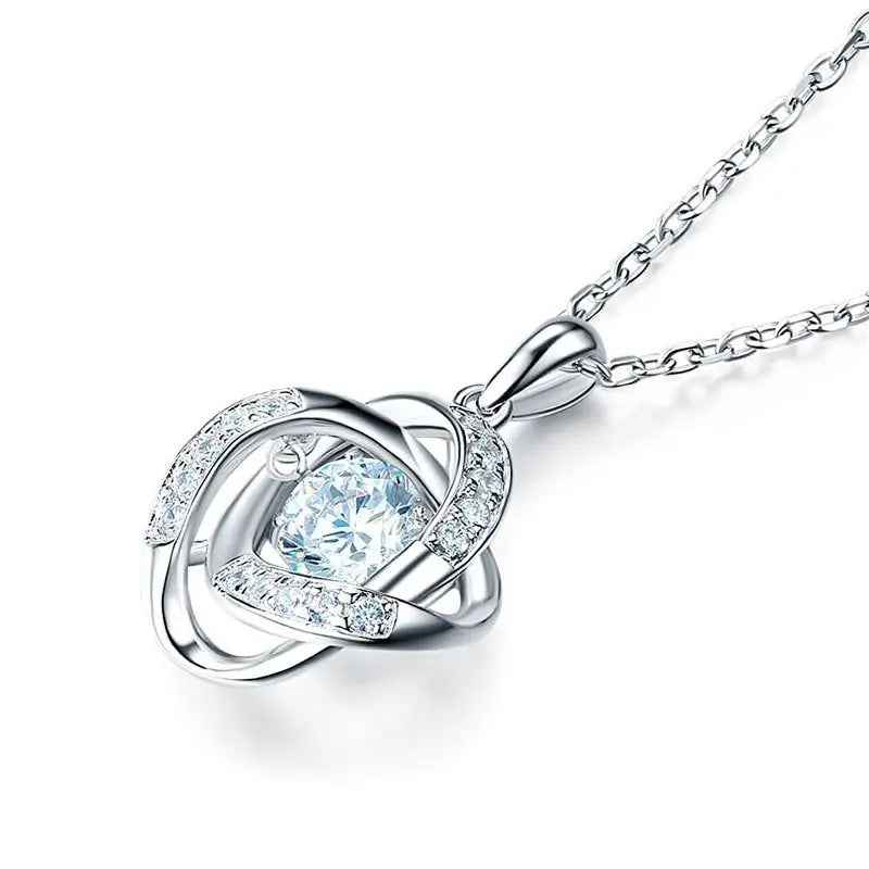 Dancing Stone Pendant Necklace Solid 925 Sterling Silver