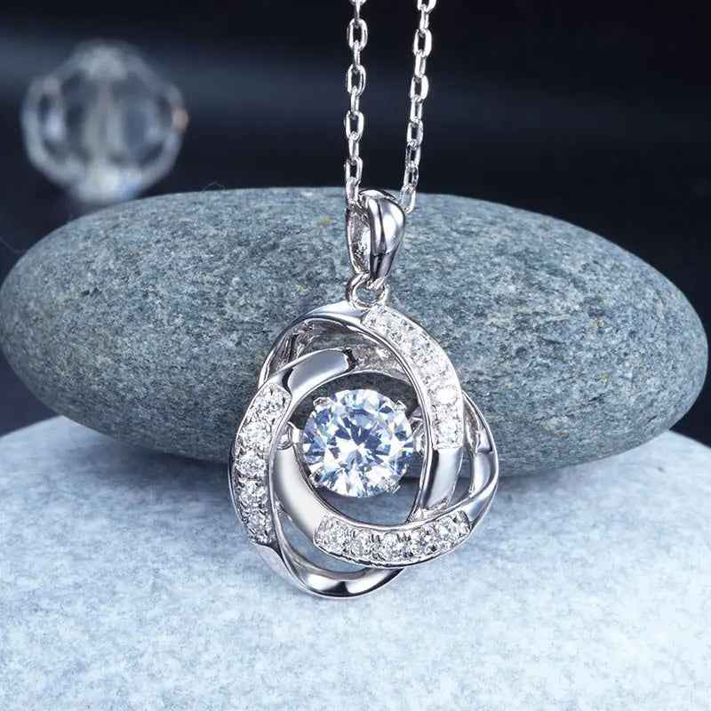 Dancing Stone Pendant Necklace Solid 925 Sterling Silver
