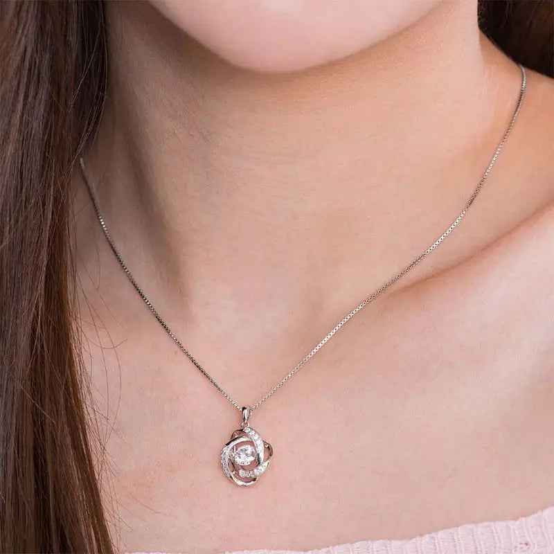 Dancing Stone Pendant Necklace Solid 925 Sterling Silver