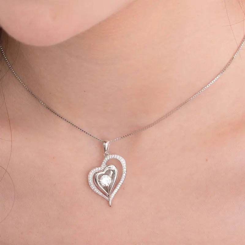 Dancing Stone Heart Pendant Necklace 925 Sterling Silver limanilondon