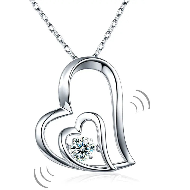 Double Heart Pendant Necklace