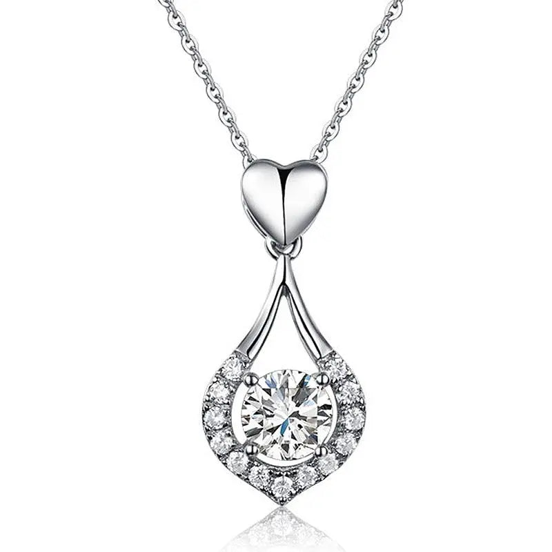 Heart Tear Drop Pendant Necklace Jewellery Created Diamond limanilondon