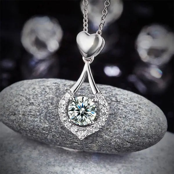 Heart Tear Drop Pendant Necklace Jewellery Created Diamond limanilondon