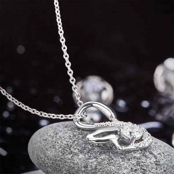 Swan Pendant Necklace 925 Sterling Silver Jewellery Created Diamond