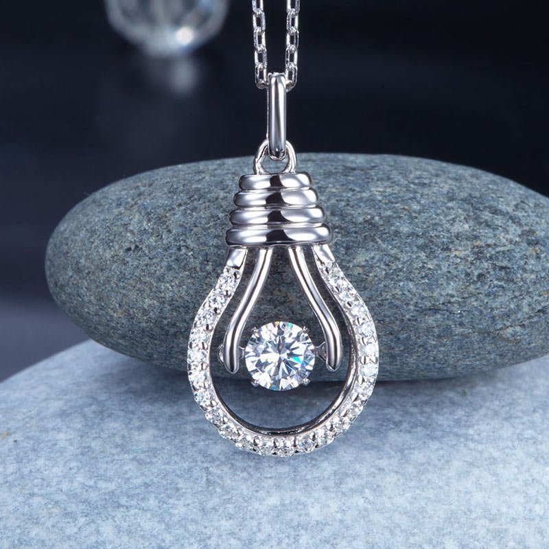 Dancing Stone Bulb Pendant Necklace 925 Sterling Silver
