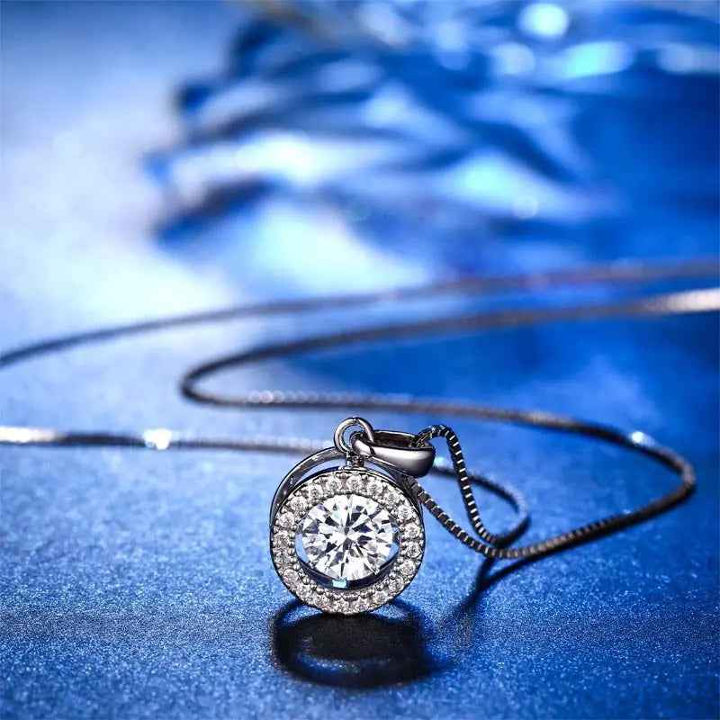 Dancing Stone 1 Carat Pendant Necklace 925 Sterling Silver