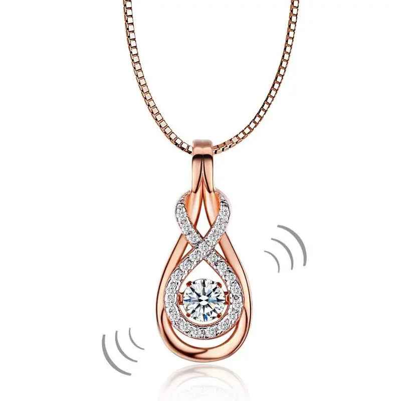 Dancing Stone Pendant Necklace 925 Sterling Silver Rose Gold Colour