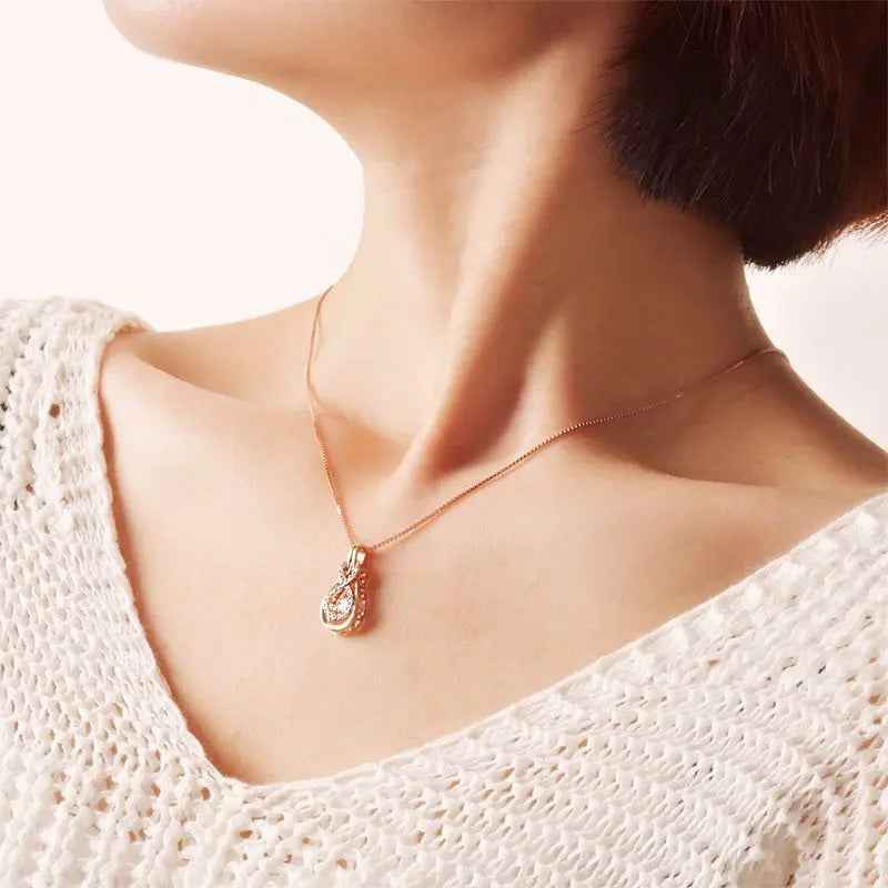 Dancing Stone Pendant Necklace 925 Sterling Silver Rose Gold Colour