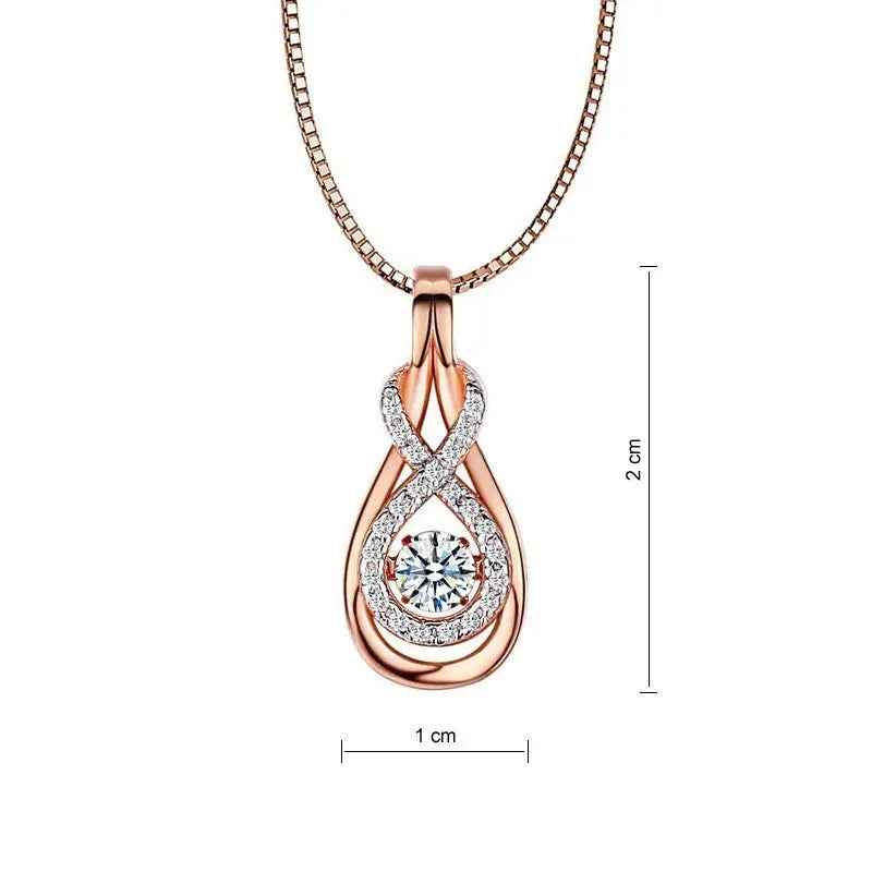 Dancing Stone Pendant Necklace 925 Sterling Silver Rose Gold Colour
