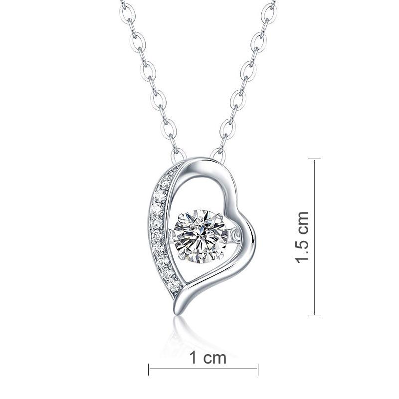 0.5 Carat Moissanite Diamond Dancing Stone Heart Necklace 925 Sterling Silver