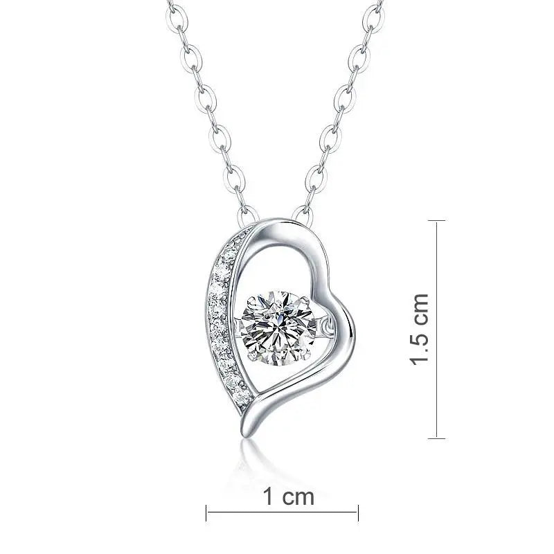 0.5 Carat Moissanite Diamond Dancing Stone Heart Necklace 925 Sterling Silver limanilondon