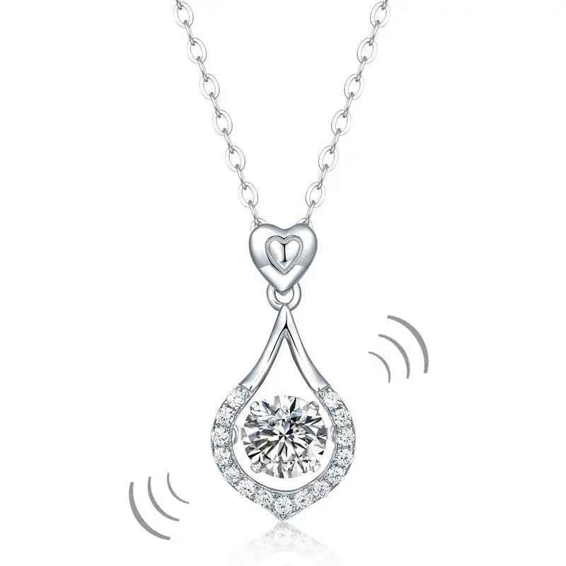 1 Carat Moissanite Teardrop Necklace | Dancing Stone | Sterling Silver