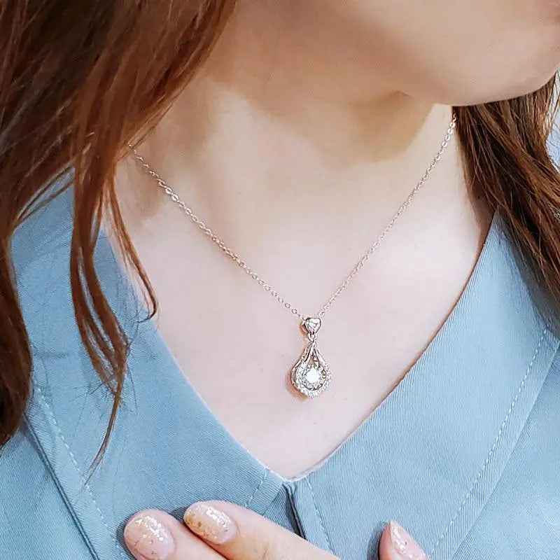 1 Carat Moissanite Teardrop Necklace | Dancing Stone | Sterling Silver
