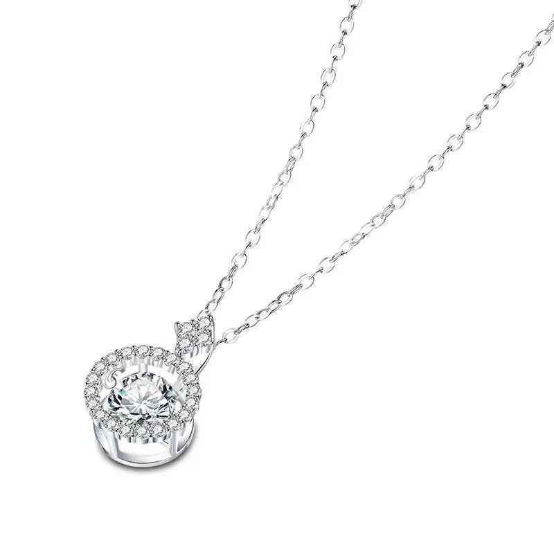 1 Carat Moissanite Diamond Dancing Stone Necklace 925 Sterling Silver