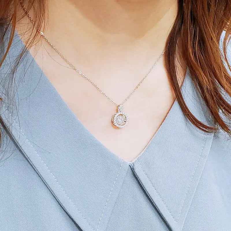 1 Carat Moissanite Diamond Dancing Stone Necklace 925 Sterling Silver