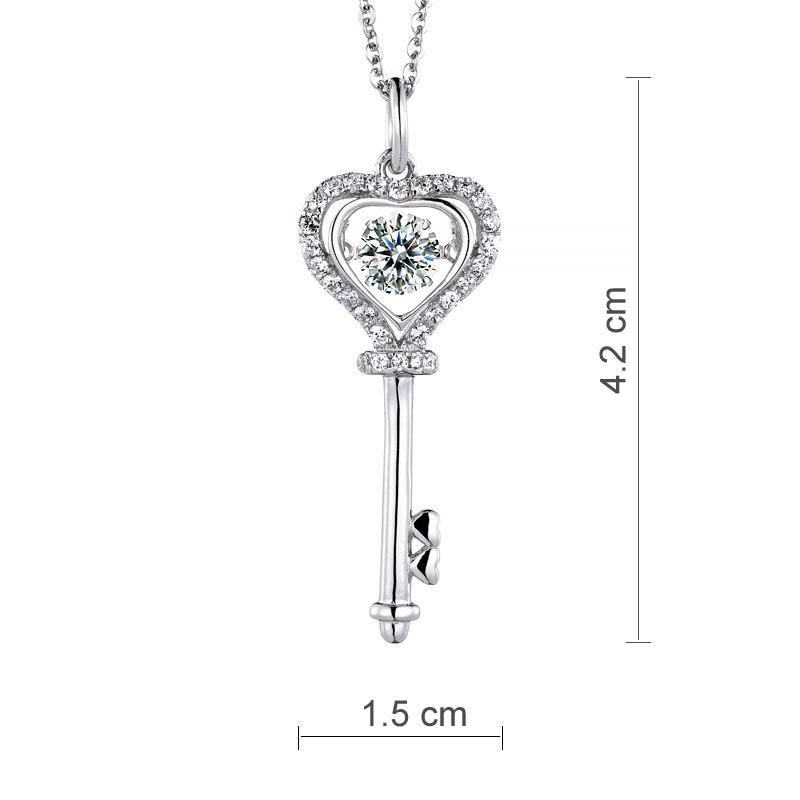 1 Carat Moissanite Diamond Dancing Stone Key Necklace 925 Sterling Silver