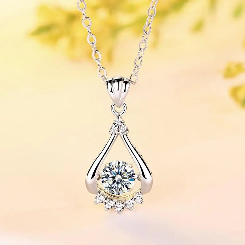 Dancing Stone 0.5 Carat Moissanite Diamond Necklace 925 Sterling Silver limanilondon