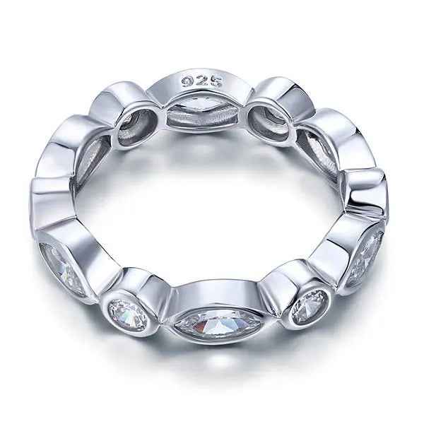 Marquise Eternity Band Solid 925 Sterling Silver Wedding Ring
