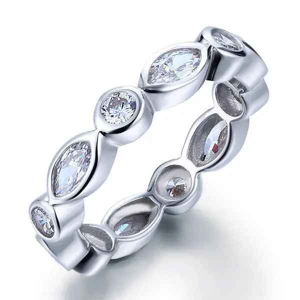 Marquise Eternity Band Solid 925 Sterling Silver Wedding Ring