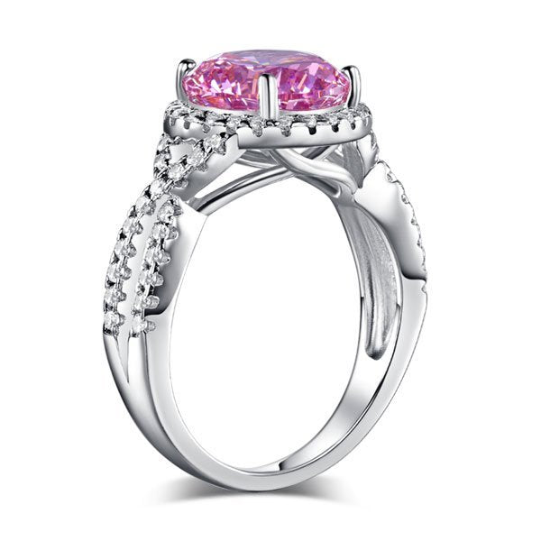 3 Carat Fancy Pink Created Diamond 925 Sterling Silver Wedding Engagement Luxury Ring Promise Anniversary