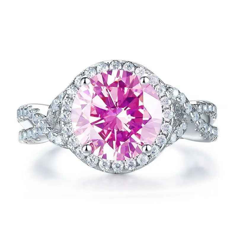 3 Carat Fancy Pink Created Diamond 925 Sterling Silver Wedding Engagement Luxury Ring Promise Anniversary