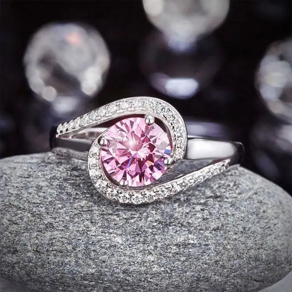 Twist Curl Ring 925 Sterling Silver Wedding Engagement Ring 1.25 Ct Fancy Pink Created Diamond limanilondon