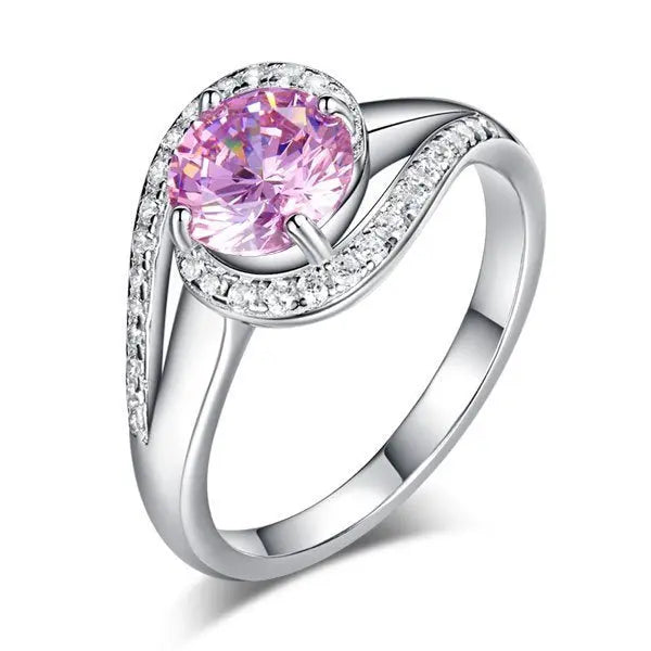 Twist Curl Ring 925 Sterling Silver Wedding Engagement Ring 1.25 Ct Fancy Pink Created Diamond limanilondon