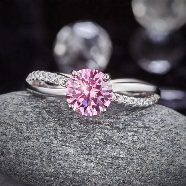 Sterling Silver Wedding Promise Anniversary Ring 1.25 Ct Fancy Pink Created Diamond limanilondon