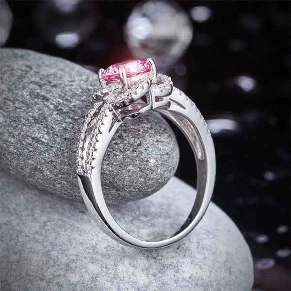 925 Sterling Silver Floral Ring Wedding Promise Anniversary Ring 1 Ct Fancy Pink Simulated Diamond Jewellery