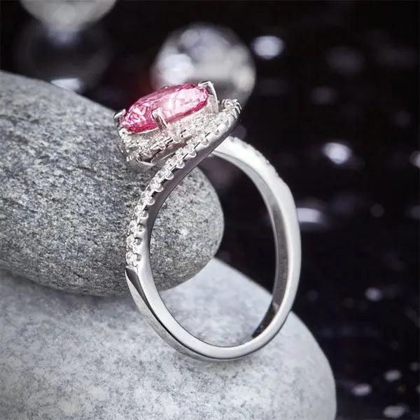 Twist Curl 925 Sterling Silver Wedding Engagement Ring 2 Ct Fancy Pink Created Diamond Promise Anniversary limanilondon