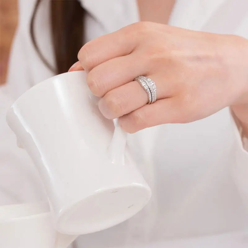 Solid 925 Sterling Silver Wedding Band Ring Set 3-Pieces Anniversary limanilondon