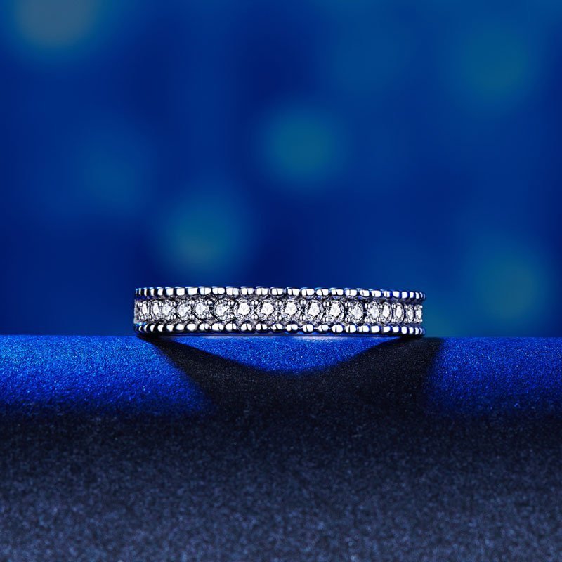 Solid 925 Sterling Silver 2 Pcs Wedding Engagement Ring Set 1 Ct Created Diamante