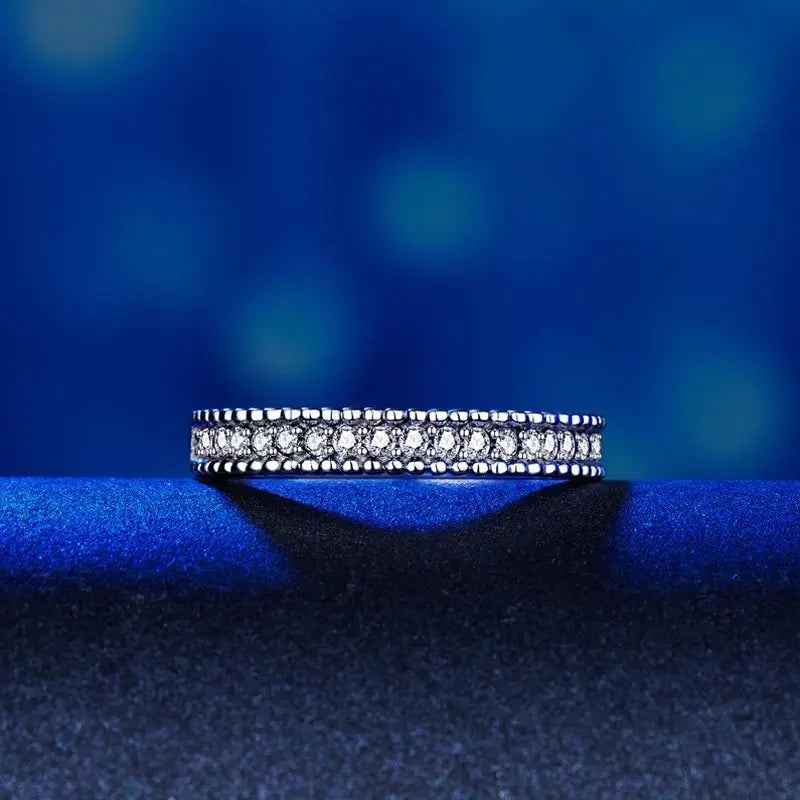 Solid 925 Sterling Silver 2 Pcs Wedding Engagement Ring Set 1 Ct Simulated Diamond