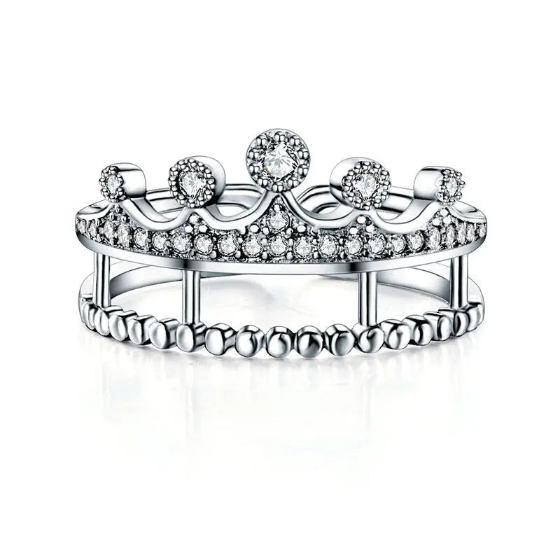 Solid 925 Sterling Silver Crown Shape Ring Lab Created Diamond limanilondon